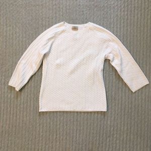 L. L. Bean White Three-Quarter Sleeve Sweater